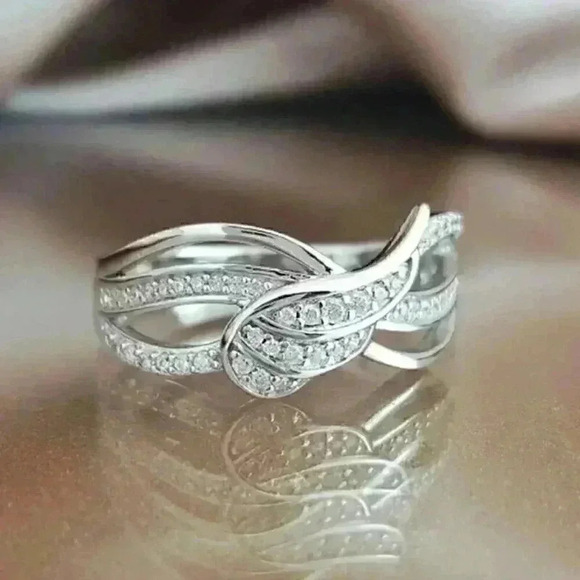 Jewelry - NEW Sterling Silver White Sapphire Angel Wing Ring